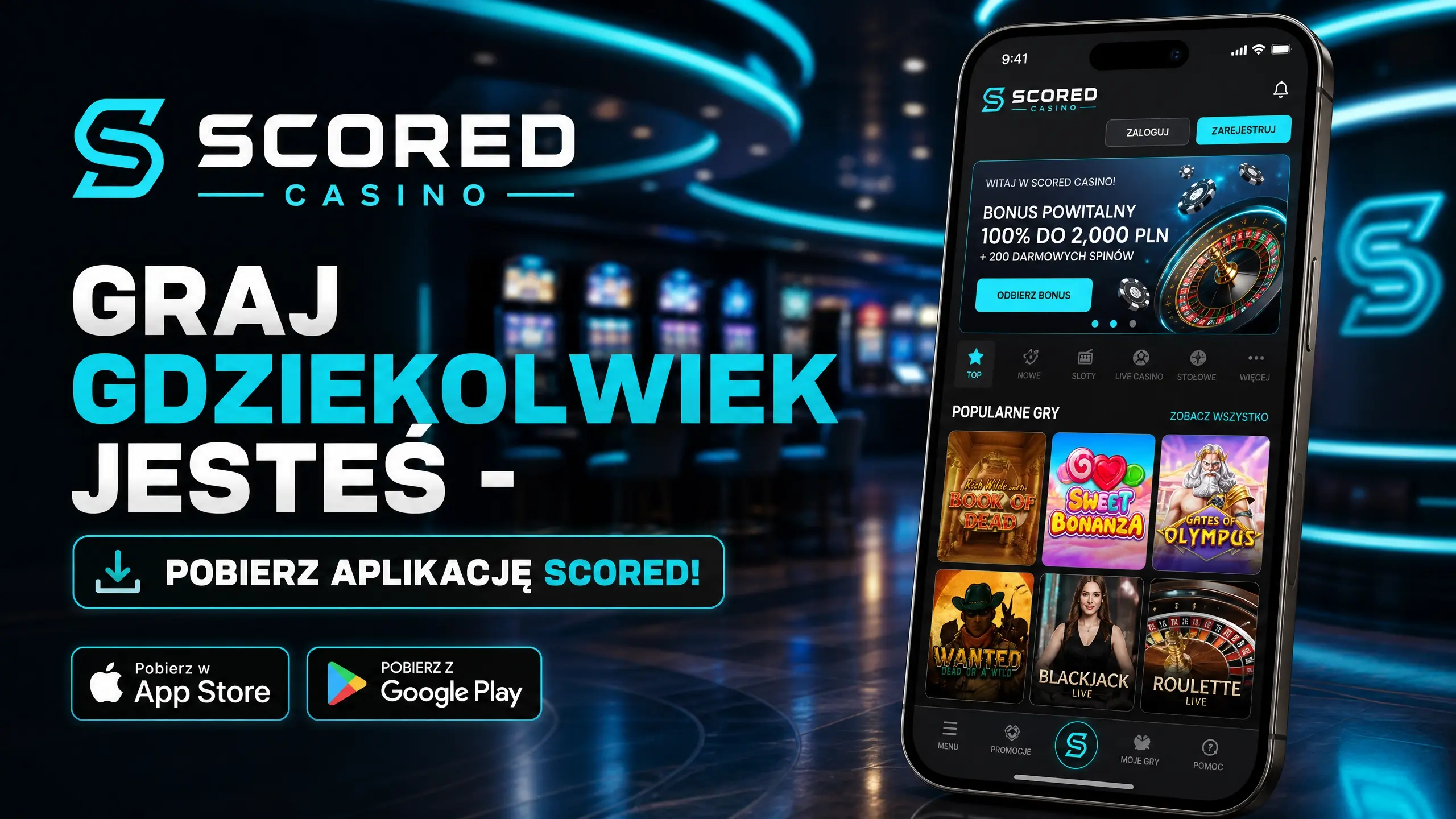 Aplikacja Scored Casino PWA na Android i iOS